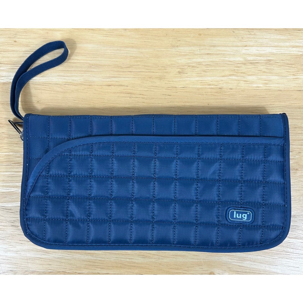 Lug Wallet Navy Blue Quilted Travel Organizer RFID Wristlet Minimalist Utility
